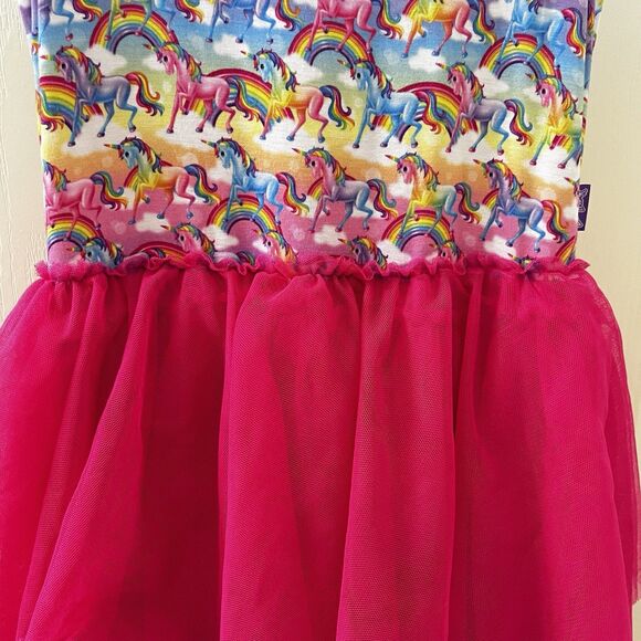 Posh Peanut Lisa Frank Markie Magic Rainbow Unicorn Pink Tulle Dress Girls 10-12 - Picture 6 of 16